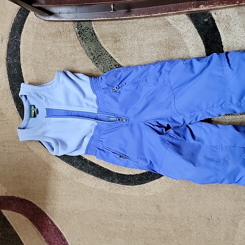 L.L. Bean Blue Fleece Ski Bib Jacket Combo